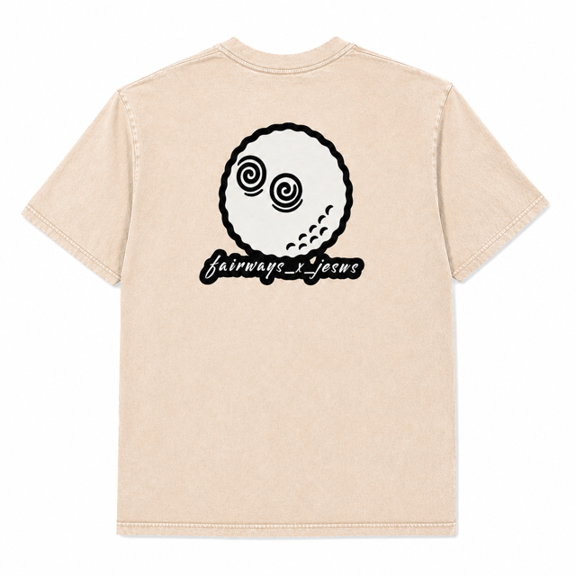 Fairways x Jesus Golf Ball - Acid Wash Beige T-Shirt