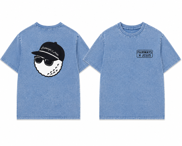 Fairways x Jesus OG Sunglasses - Acid Wash Blue T-Shirt
