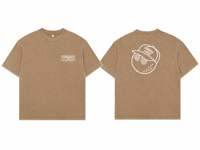 Fairways x Jesus FxJ Hat - Acid Wash Coffee T-Shirt