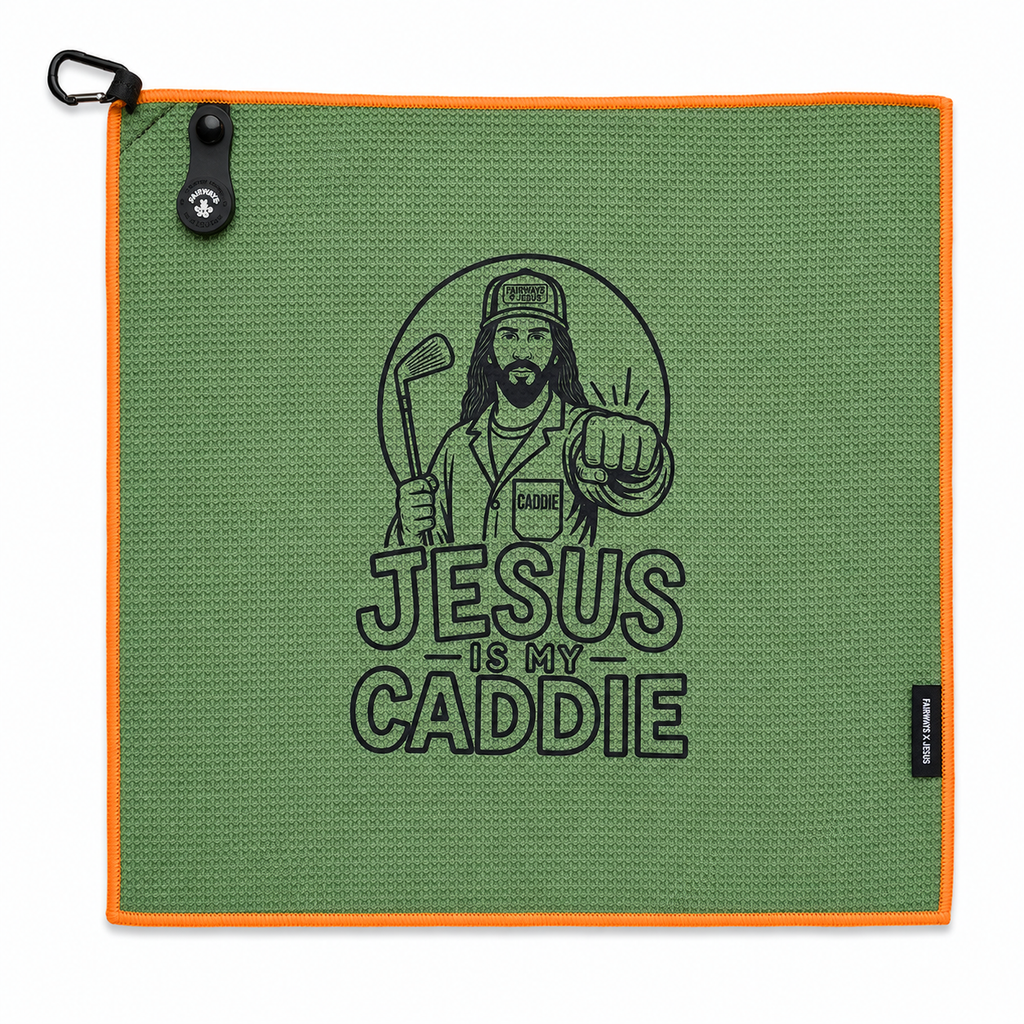 Fairways x Jesus - Jesus Is My Caddie Golf Towel - Fairway Sage