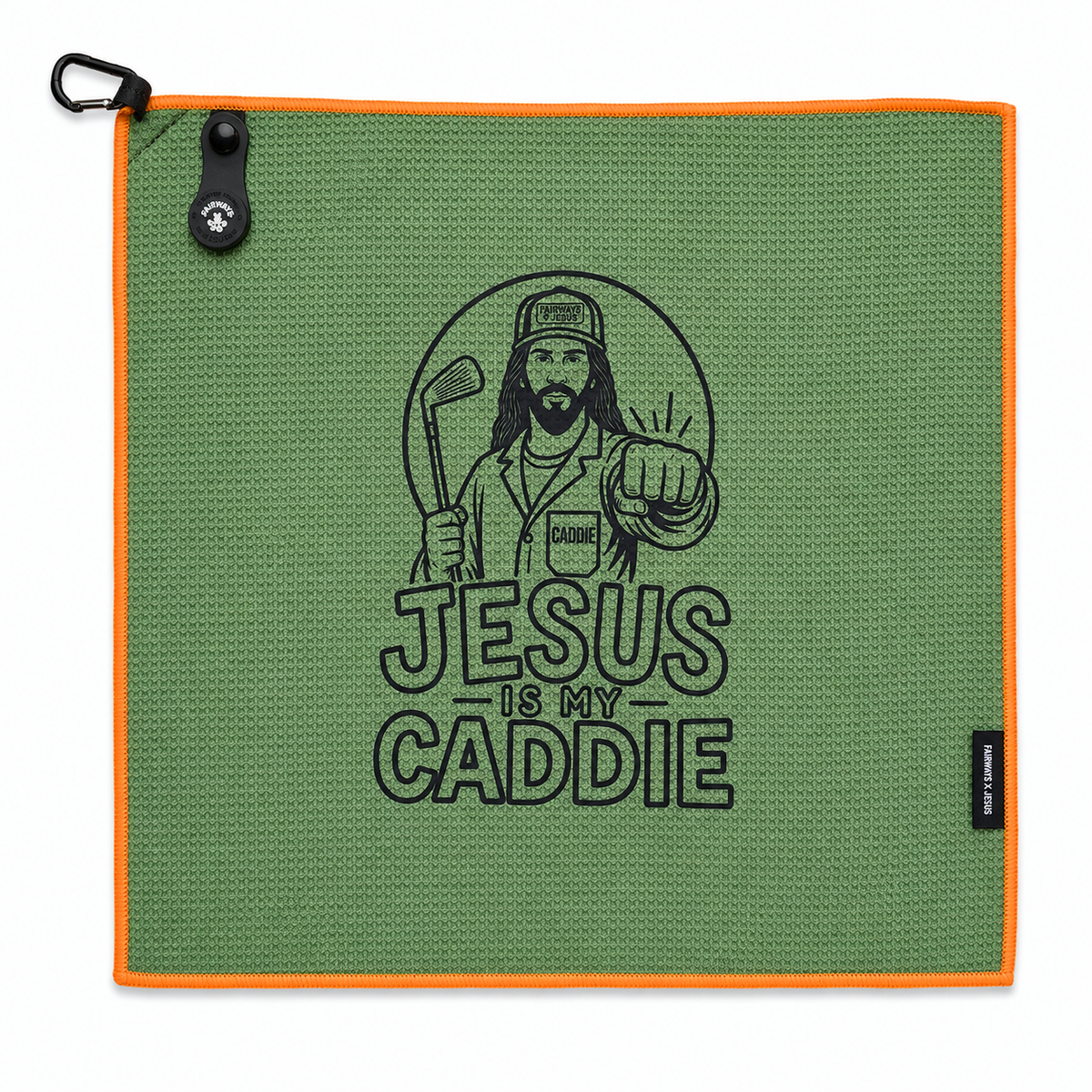 Fairways x Jesus - Jesus Is My Caddie Golf Towel - Fairway Sage