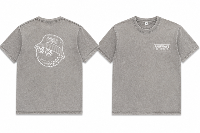 Fairways x Jesus Bucket Hat - Acid Wash Gray T-Shirt
