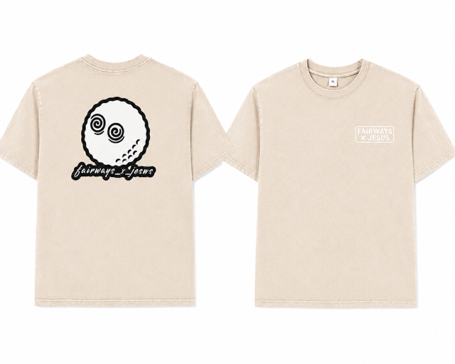 Fairways x Jesus Golf Ball - Acid Wash Beige T-Shirt