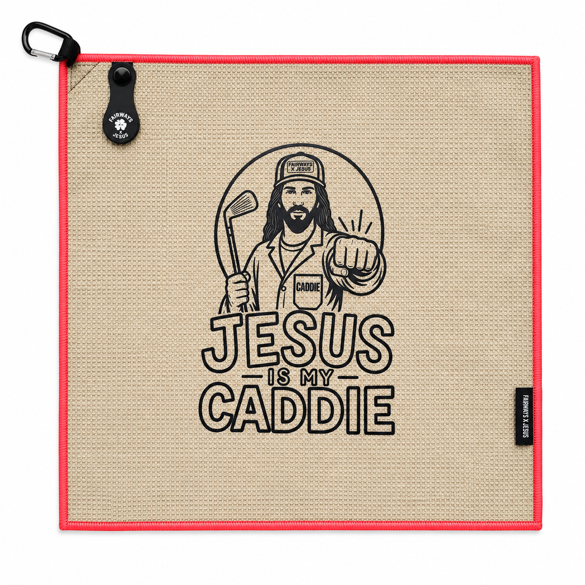 Fairways x Jesus - Jesus Is My Caddie Golf Towel - Sand Trap Tan